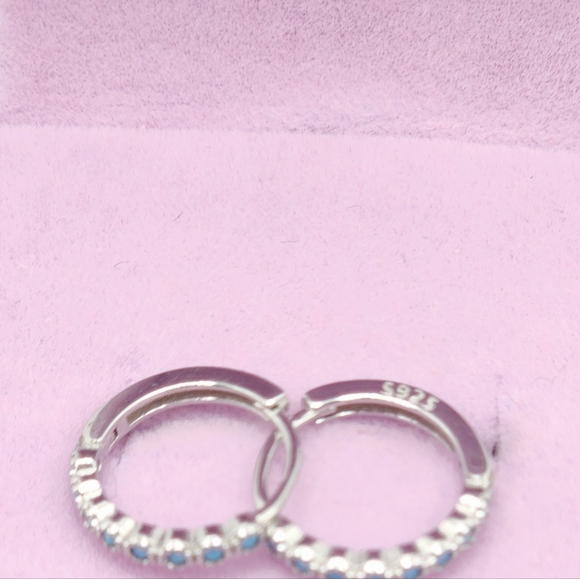 Silver Huggies with blue accent - Picture 4 of 8